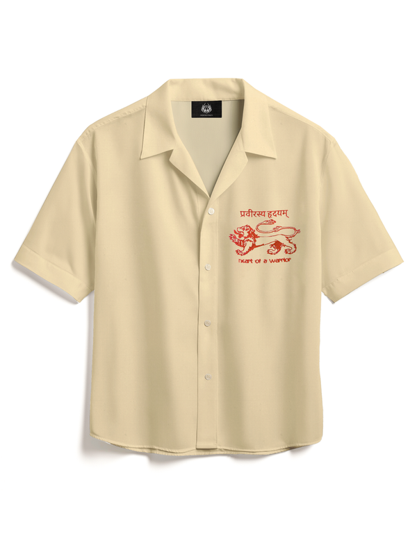 LINEN- EMBROIDERED WARRIOR SHIRT