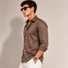SATIN- CHOCO BROWN FULL SLEEVES SHIRT