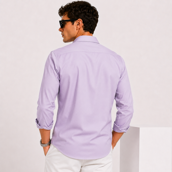 SATIN- LAVENDER FULL SLEEVES SHIRT