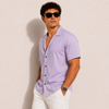 SATIN- LAVENDER CUBAN SHIRT
