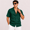 SATIN- FOREST GREEN CUBAN SHIRT