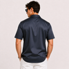 SATIN- DEEP BLUE CUBAN SHIRT