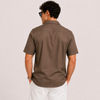 SATIN- DEEP BROWN CUBAN SHIRT