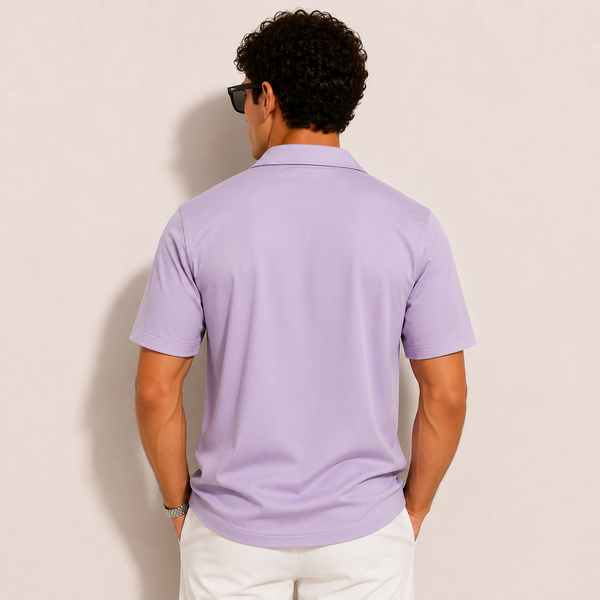 SATIN- LAVENDER CUBAN SHIRT