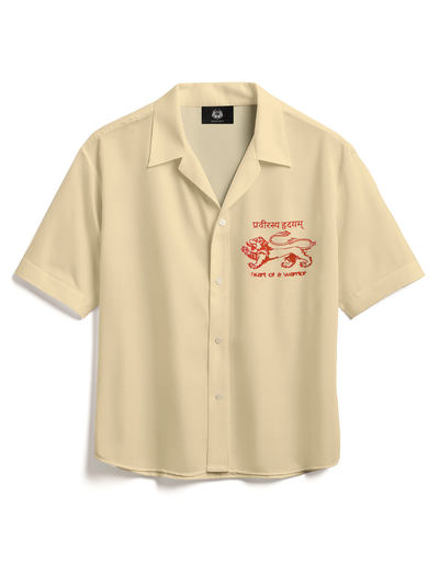 LINEN- EMBROIDERED WARRIOR SHIRT