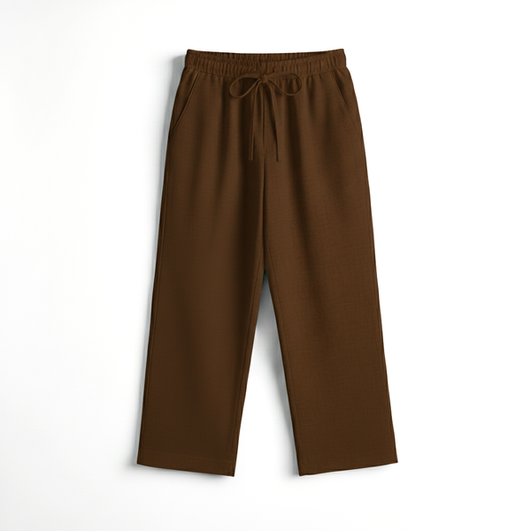 Relaxed Fit Linen Trousers - Coffee Brown