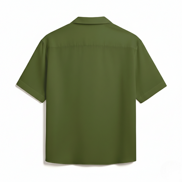 LINEN- OLIVE GREEN CUBAN SHIRT