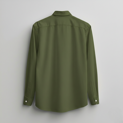 LINEN- OLIVE GREEN FULL SLEEVES SHIRT