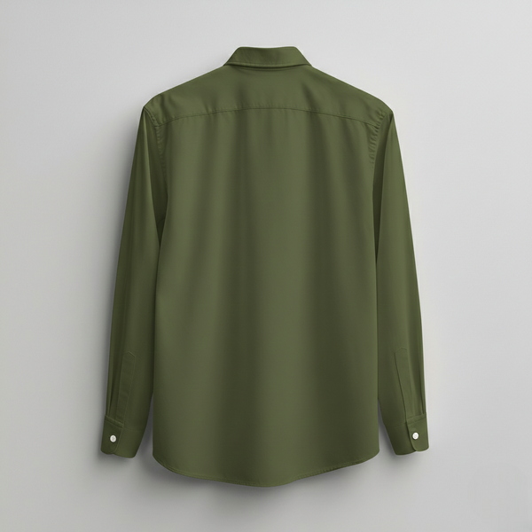 LINEN- OLIVE GREEN FULL SLEEVES SHIRT
