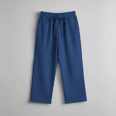 Relaxed Fit Linen Trousers - Sea Blue