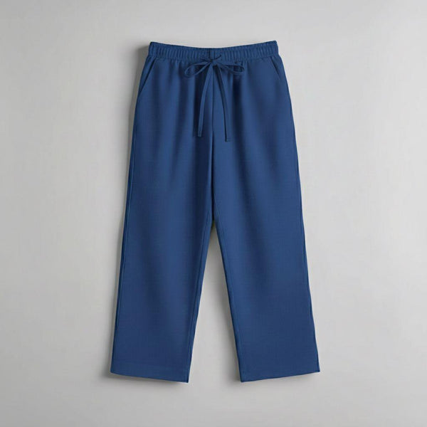Relaxed Fit Linen Trousers - Sea Blue