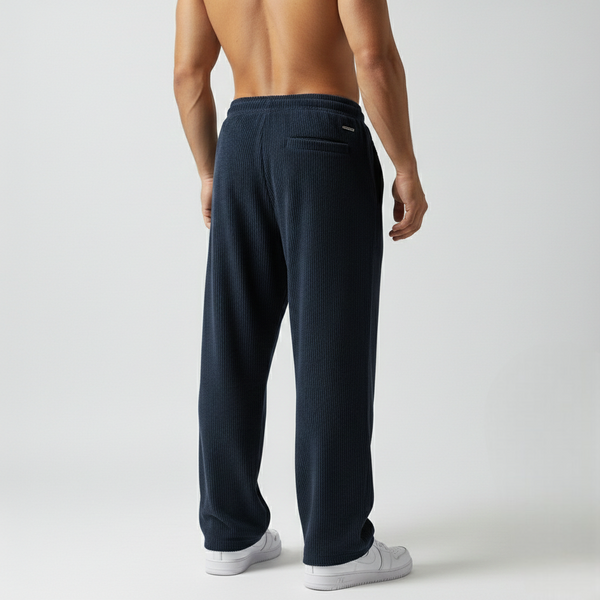 RELAXED FIT CORDUROY PANTS- NAVY BLUE