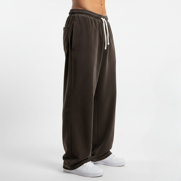 RELAXED FIT CORDUROY PANTS- BROWN