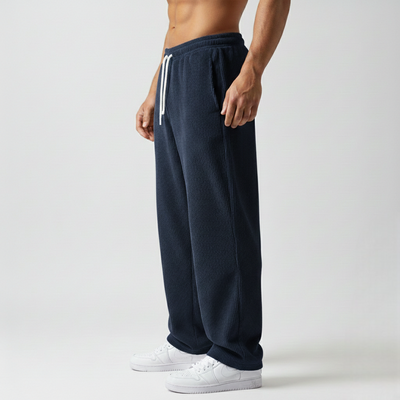 RELAXED FIT CORDUROY PANTS- NAVY BLUE