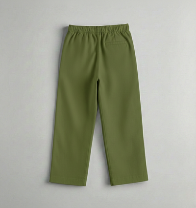 Relaxed Fit Linen Trousers - Olive Green
