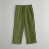 Relaxed Fit Linen Trousers - Olive Green