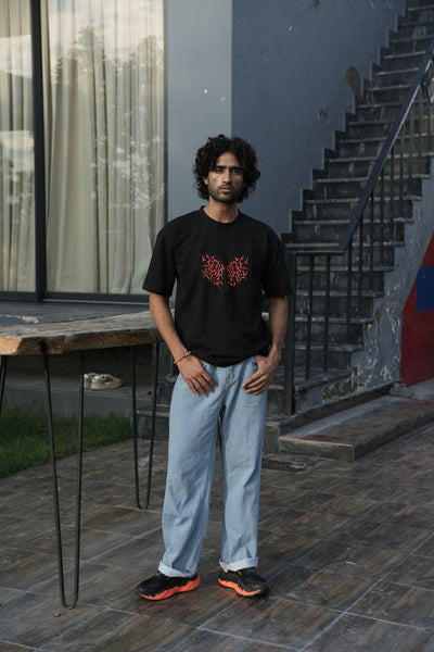 TRIBAL WINGS EMBROIDERY OVERSIZE T-SHIRT