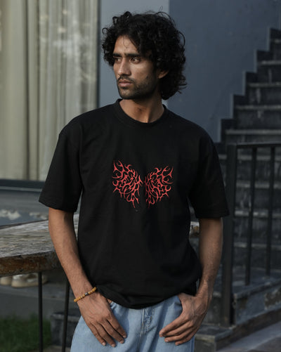 TRIBAL WINGS EMBROIDERY OVERSIZE T-SHIRT