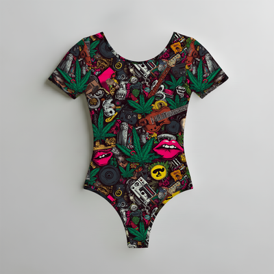 CANNABIS PRINTED BODYSUIT