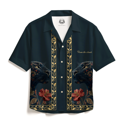 PRINTED- ROYAL CAT CUBAN SHIRT