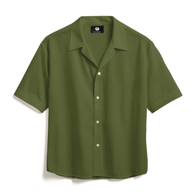 LINEN- OLIVE GREEN CUBAN SHIRT
