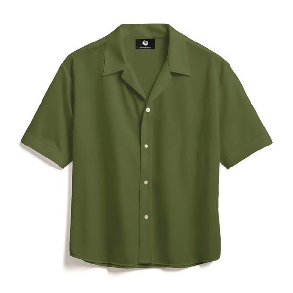 LINEN- OLIVE GREEN CUBAN SHIRT