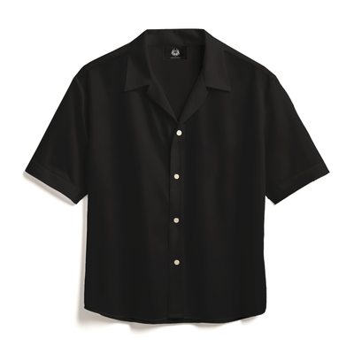 LINEN- BLACK CUBAN SHIRT