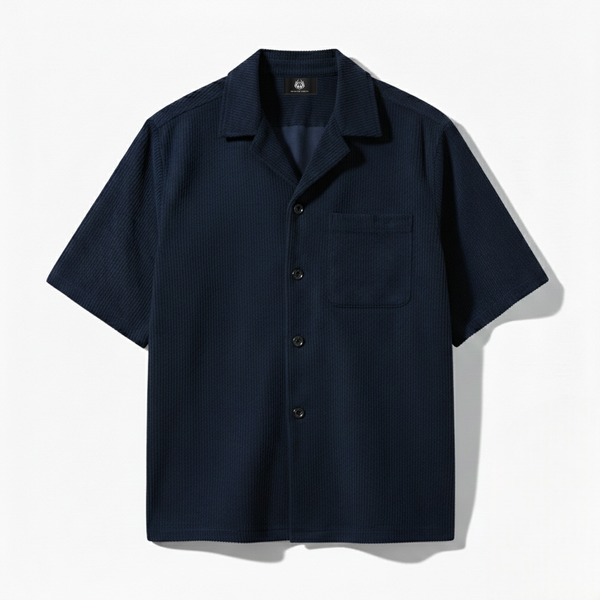 CORDUROY- NAVY BLUE CUBAN SHIRT