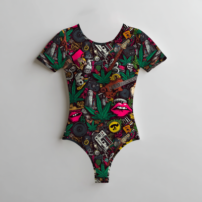 CANNABIS PRINTED BODYSUIT