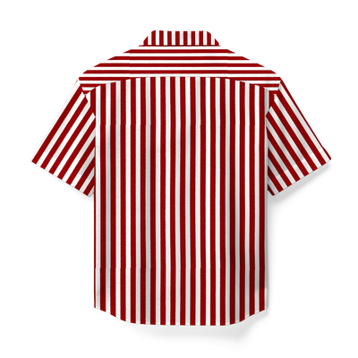 LINEN- STRIPE RED LOVE CUBAN SHIRT