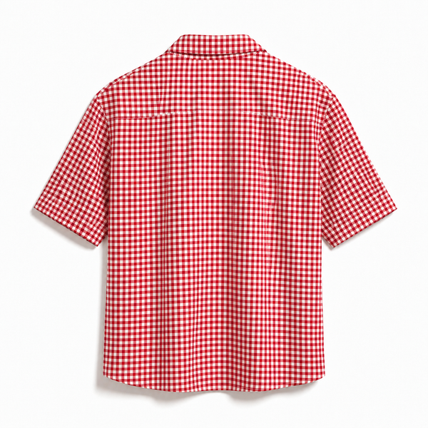 LINEN- CHECK RED LOVE CUBAN SHIRT