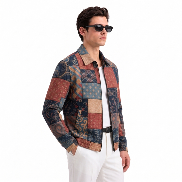 Mosaic Denim Printed Shacket