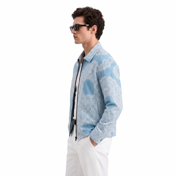 Mandala Denim Printed Shacket