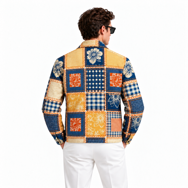 Art Patch Denim Printed Shacket
