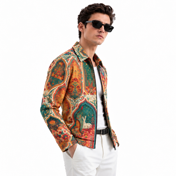 Motion Drip Denim Printed Shacket