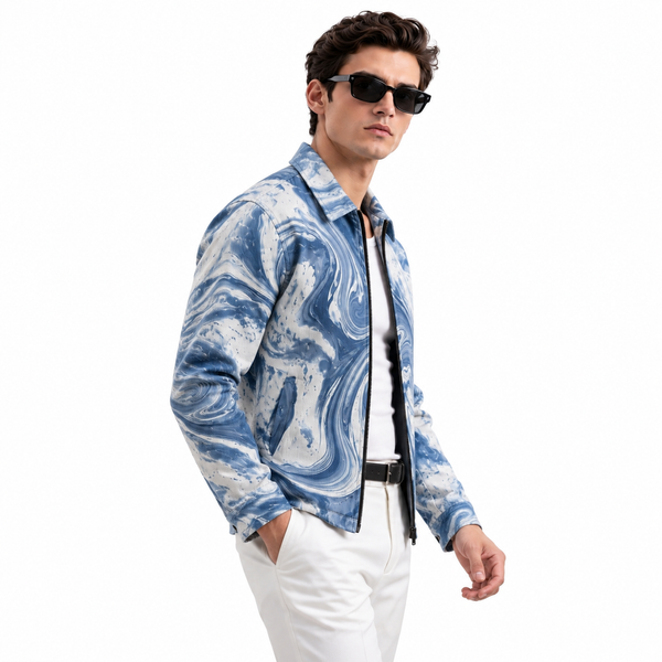 Waver Mix Denim Printed Shacket
