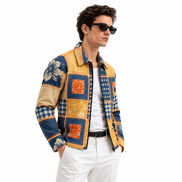 Art Patch Denim Printed Shacket