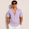 SATIN- LAVENDER CUBAN SHIRT
