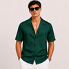 SATIN- FOREST GREEN CUBAN SHIRT