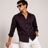 SATIN- PURPLE WINE FULL SLEEVES SHIRT