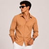 SATIN- EARTH BROWN FULL SLEEVES SHIRT