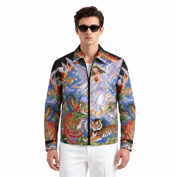 Divine Bliss Denim Printed Shacket