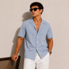SATIN- SKY BLUE CUBAN SHIRT