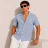 SATIN- SKY BLUE CUBAN SHIRT