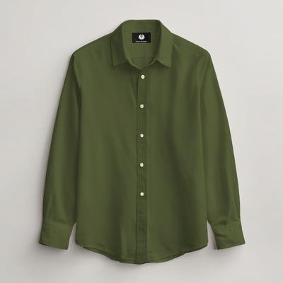 LINEN- OLIVE GREEN FULL SLEEVES SHIRT