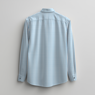 LINEN- TEXTURED BLUE FULL SLEEVES SHIRT