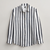 LINEN- GREY STRIPPED FULL SLEEVES SHIRT
