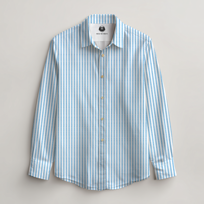 LINEN- TEXTURED BLUE FULL SLEEVES SHIRT