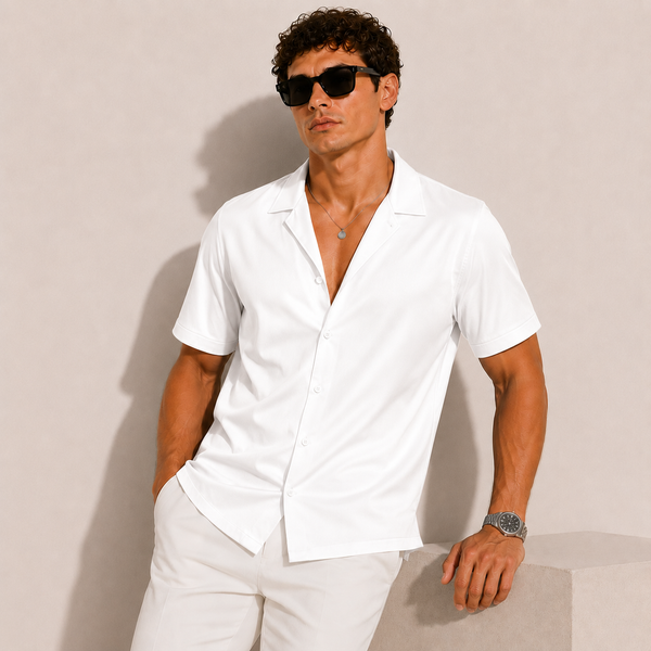 SATIN- WHITE CUBAN SHIRT