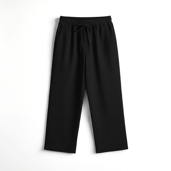 Relaxed Fit Linen Trousers - Black